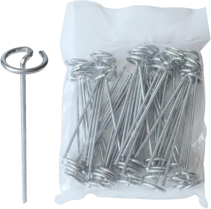 50 Pack Circle Top Landscape Fabric Stakes 8 Gauge Landscape Pins, More Holding Power Than U-Shape Garden Staples, 6 Inch Length Garden Stakes Not Easy to Bend, Landscape Stakes.Landscape Staples.