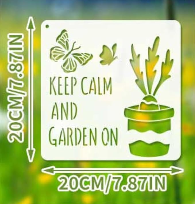 16-Pack Garden Word Stencils, Reusable Gardening Quote Templates for Wood Signs, Wall Art, DIY Crafts & Baking Decor - 7.87x7.87 Inch PET Stencils Set