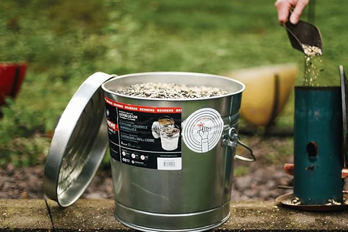 Behrens 6 Gallon Galvanized Steel Storage Can or Waste Bin w/Locking Lid & Handle (2 Cans, No Grip)