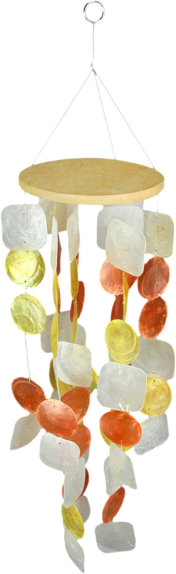 Amber, Yellow and White Capiz Shell Mini Wind Chime Garden Patio Yard