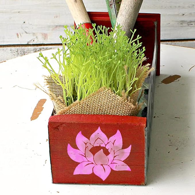 Large Lotus Stencil for Painting - 8x8 Inches on Wood, Canvas, Paper, Fabric, & Furniture - Reusable DIY Art & Craft Stencils