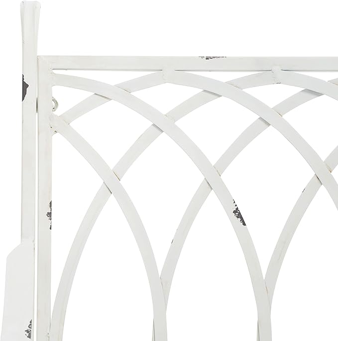 SAFAVIEH Outdoor Collection Medrano Victorian Antique White Wrought Iron Rocking Chair