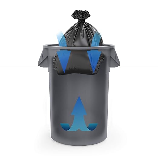 Suncast Commercial Products 44 Gallon Trash Can with Vented Channels, Ergonomic Handles, Rolled Upper Lip, Made in The USA, Blue, Made in The USA