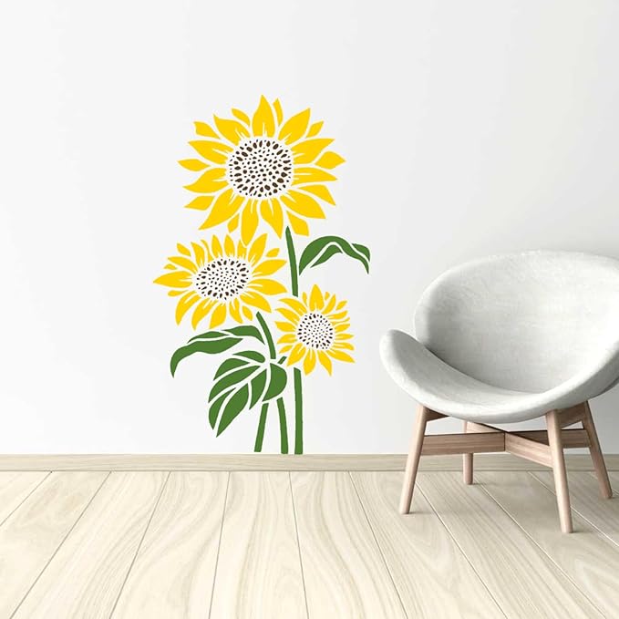 Large Sunflower Painting Stencils - 15x12Inch Flower Template Reusable - Drawing Plants Theme Decoration on Wood, Home, Garden, Outdoor Fence and DIY Projects