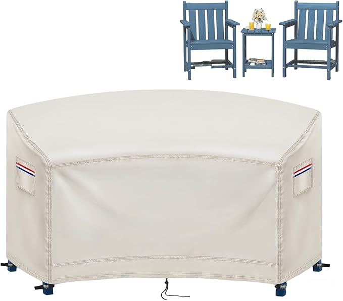 Cover for Adirondack Chair Set,Outdoor Patio Bistro Sets Covers for Balcony,Porch, Garden,Backyard,All-Weather Protector for HDPE Outdoor Table and Chairs(Only-Cover,71x28x33.5in,Beige)