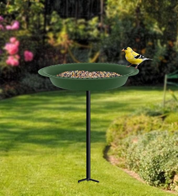 Garbuildman 28-inch Lightweight Birdbaths Antique Decoration Detachable Birdfeeder & Bird Bath for Outdoor Garden, Oblong Dark Green