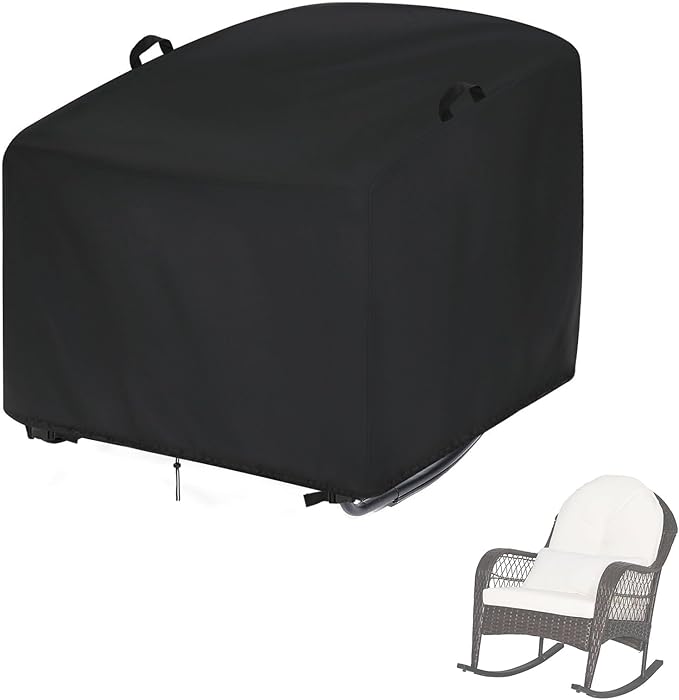 Kasla Outdoor Patio Egg Rocking Chair Cover - Waterproof, Fits Indoor Papasan Chair & Rattan Wicker Lounge Chairs (Black, 33x35x26/36in)