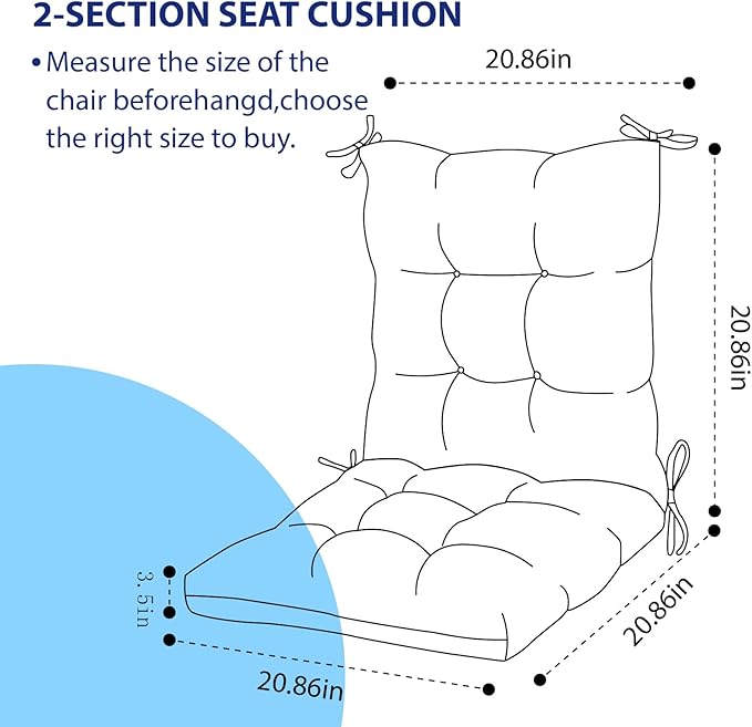 Outdoor Chair Cushions Waterproof Floral Tufted Lawn Wicker Chair Cushion for Patio Furniture Indoor Rocking Chair Pad 41.7"*20.8"*3.5" Hawaii