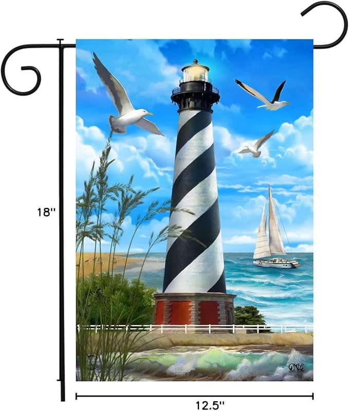 Hatteras Lighthouse Summer Garden Flag Nautical Sailboat 12.5" x 18" Briarwood Lane