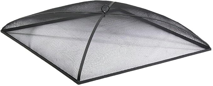 Sunnydaze Heavy-Duty Steel Mesh Fire Pit Spark Screen Cover - Outdoor Fire Pit Screen Cover - Square - Black - 31-Inch