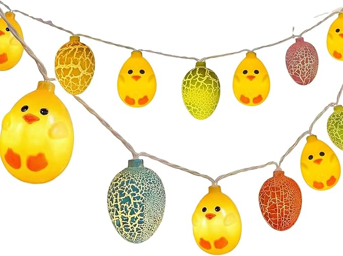 Easter String Lights 9.8FT 20 LED Yellow Chicks Cracked Egg String Lights,Spring Easter Decor,Hanging Spring Themed Party Lights for Indoor & Outdoor Party Birthday Garden (Egg 9.8FT)