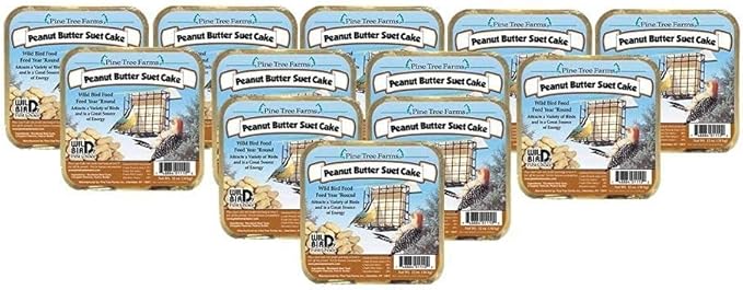 12 Pack Pine Tree Farms Peanut Butter Suet Cake Wild Bird Food 12 Ounce
