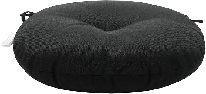 FUNHOME Bistro Chair Cushions 15 inch,Set of 2,Tufted Round Chair Cushions with Ties,15"x15"x4",Water Resistant Round Seat Cushion for Barstool Chairs,Patio Garden Kitchen Outdoor Furniture(Black)