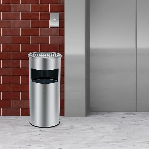 4.5 gal/17 L Trash Can, Stainless Steel Outdoor Trash Cans, Commercial Garbage Can with Removable Inner Bucket, Waste Bin Container with Lid for Outside Patio