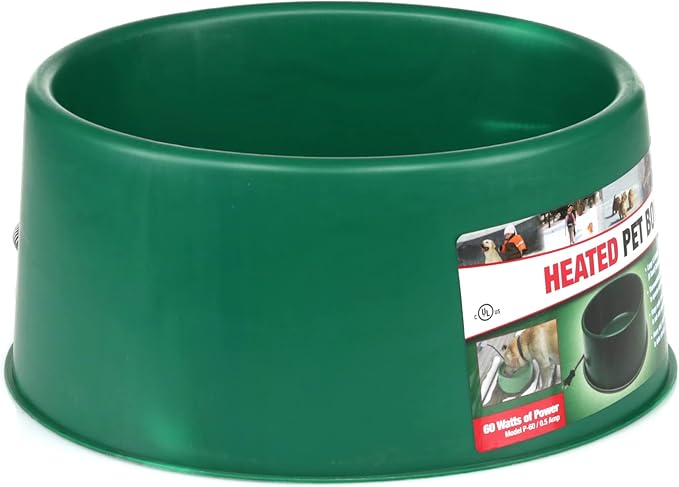 Farm Innovators P-60 1.5 Gallon 60 Watt Heated Pet Water Bowl, Thermostatic Control & Anti Chew Cord, Green (3 Pack)