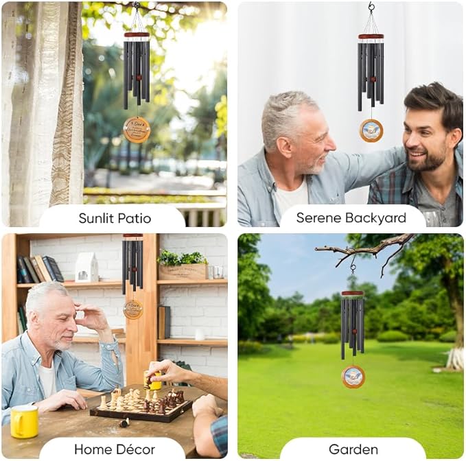 Memorial Wind Chimes for Outside, Personalized Sympathy Gift for Loss of Loved One, 32 Inch Memorial Wind Chimes for Father