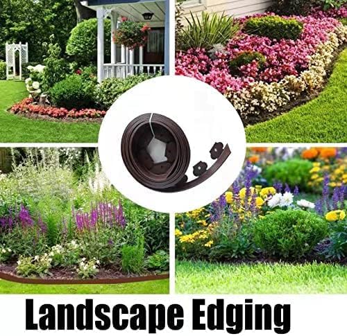Garden Edging,80ft Landscape Edging with 100 Spikes for Lawn 2 Inch Tall (Brown, 80FT)