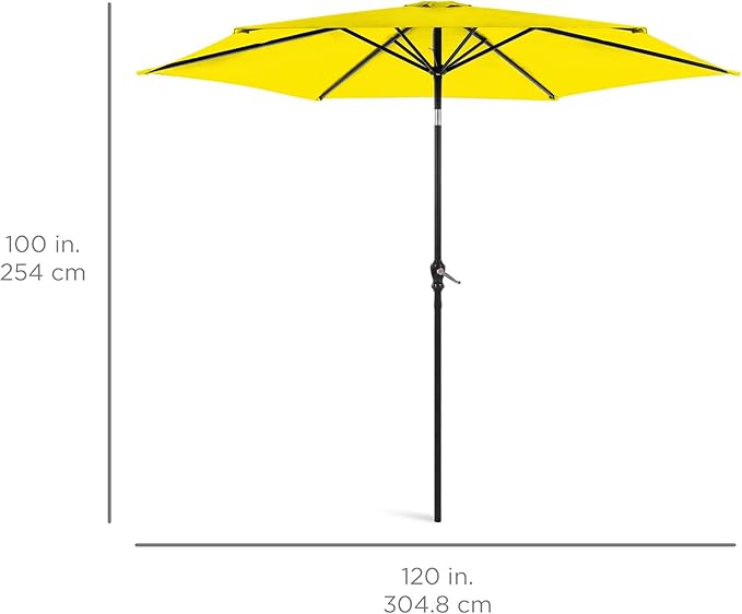 Best Choice Products 10ft Outdoor Steel Polyester Market Patio Umbrella w/Crank, Easy Push Button, Tilt, Table Compatible