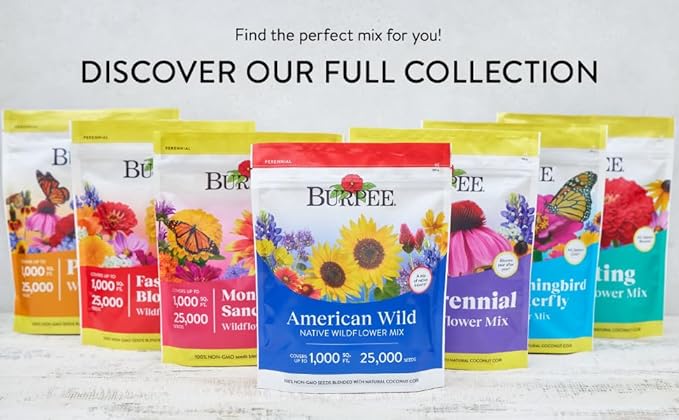 Burpee Wildflower 25,000 Bulk, 1 Bag, 18 Varieties of Non-GMO Flower Seeds Pollinator Garden, Pollinator Mix
