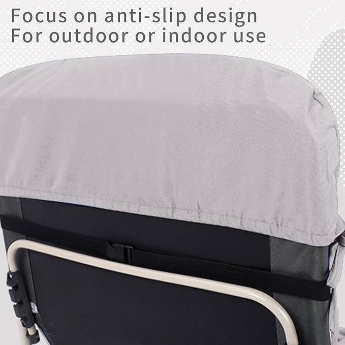 Tudomro 2 Pcs Light Gray 66'' Outdoor Chaise Lounge Cushion Waterproof Patio Lawn Pool Chaise Lounge Cushion with Headrest Pillow & Ties Weather Fade Resistant Replacement Longue Chair Pad
