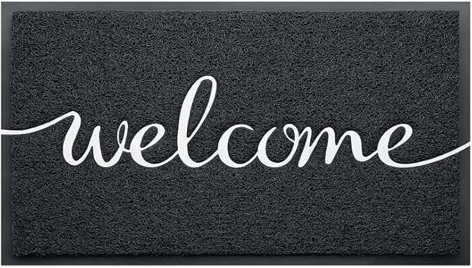KILOCOCO Door Mat Black Welcome Mat Outdoor Doormat Non-Slip Front Door Mats for Entrance, 31"x47"
