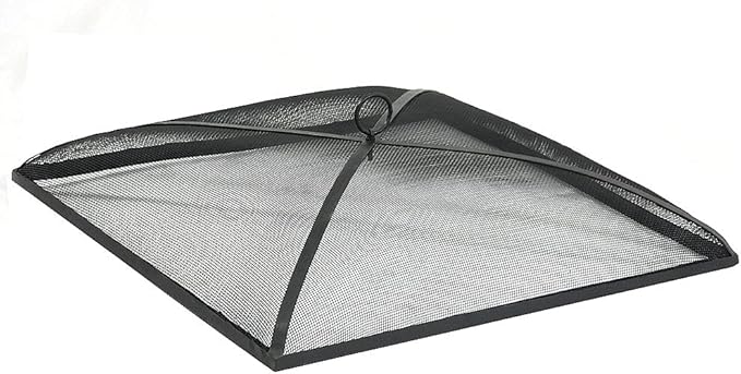 Sunnydaze Heavy-Duty Steel Mesh Fire Pit Spark Screen Cover - Outdoor Fire Pit Screen Cover - Square - Black - 24-Inch
