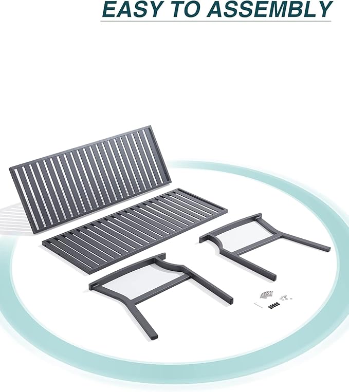 52" Outdoor Bench Garden Bench, Weatherproof Anti-Rust Heavy-Duty Outside Benches Clearance, Aluminum Metal Bench for Front Porch, Patio, Park (Dark Grey)