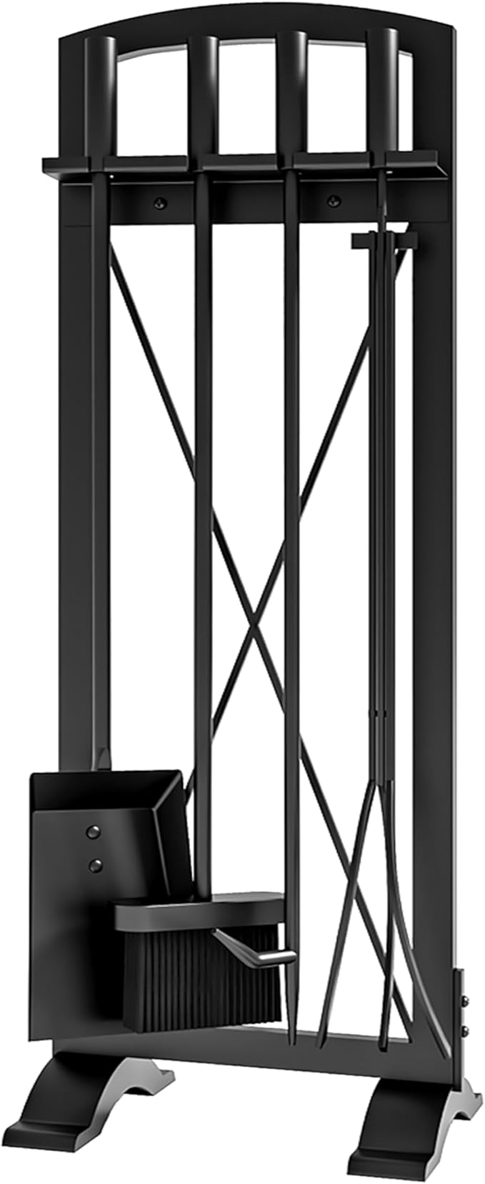 5 Pieces Wrouhgt Iron Fireplace Tools Set with Poker, Tongs, Shovel, Broom, Contemporary Design Fireplace Tools Set