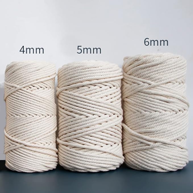 Macrame Cord,4mm x110 Yards Macrame Cords Colored Cotton Macrame Rope Craft Cord for DIY Crafts Knitting Plant Hangers Christmas Wedding Décor (Beige/Natural Color, 4mm110yards)