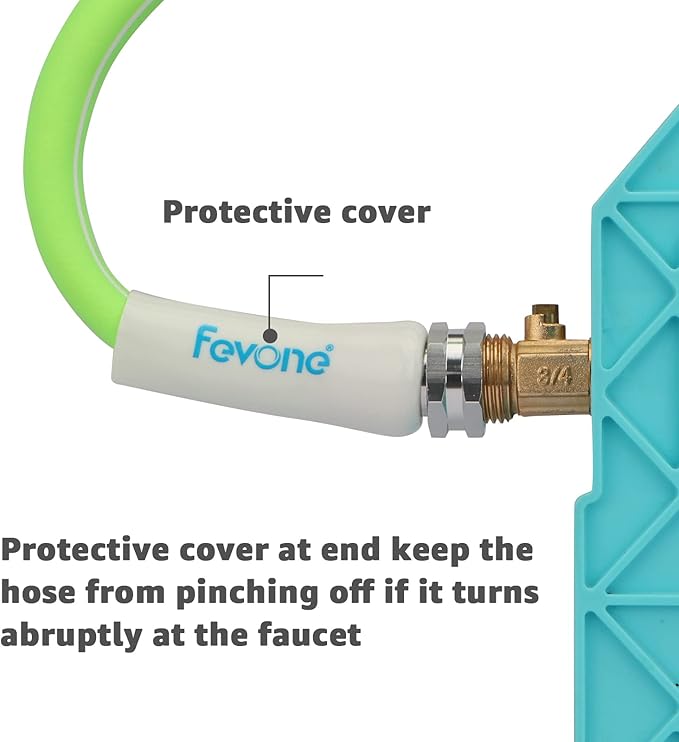 Fevone Kink Free Garden Hose 50 ft, All Weather Flexible, Heavy-Duty & Durable, Leak-Free Connection