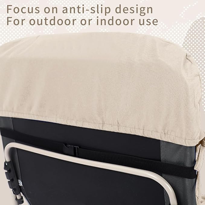 Tudomro 2 Pcs Light Beige 66'' Outdoor Chaise Lounge Cushion Waterproof Patio Lawn Pool Chaise Lounge Cushion with Headrest Pillow & Ties Weather Fade Resistant Replacement Longue Chair Pad