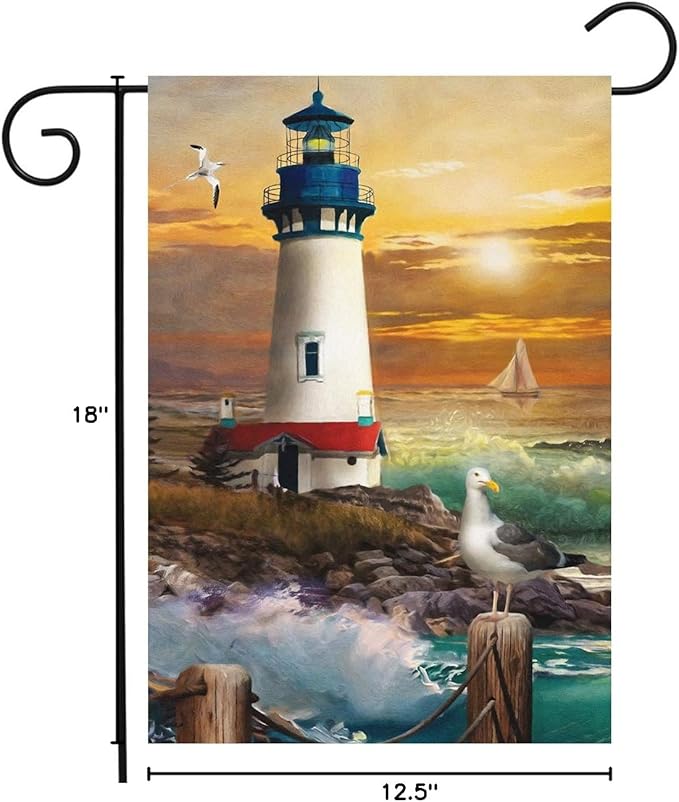 Briarwood Lane Sunset Lighthouse Summer Garden Flag