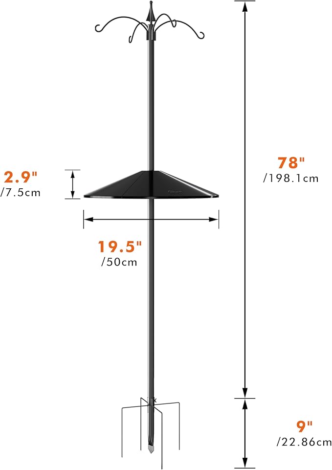 iBorn Bird Feeder Pole with Squirrel Baffle 78'' Wild Bird Feeder Pole Kit,Shepherd Hook with 19.5'' Oversized Guard Baffles for Feeders Outdoor Hanging (Feeders NOT Included)