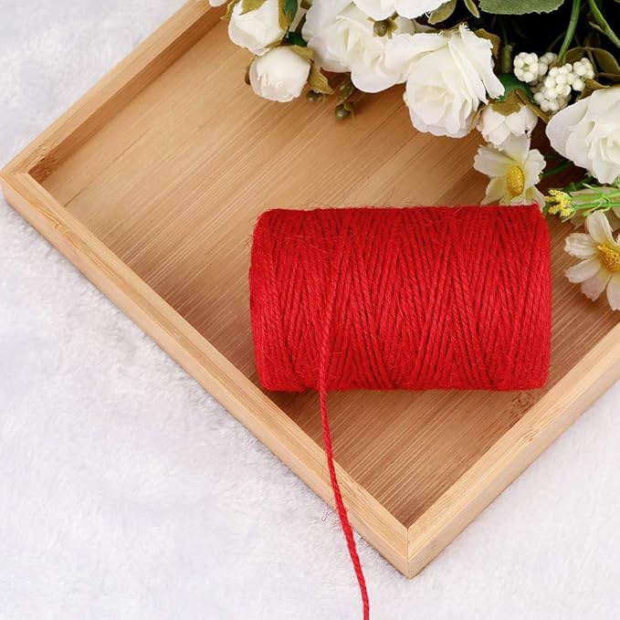 jijAcraft Jute Twine String 328 Feet, 2mm Colored Natural Twine for Gift Wrapping, DIY Christmas Halloween Handmade Arts, Climbing Plant, Garden Craft, Gift Decoration