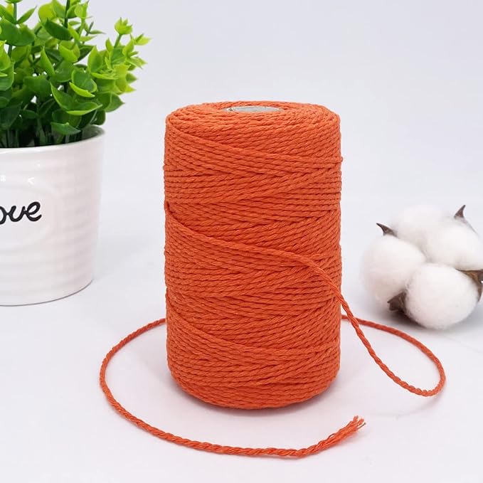 Twine String,500 Feet Cotton Butchers Twine String Cooking Kitchen Twine for Crafts Roasting Gift Wrapping DIY Decoration Gardening Packing Materials,Orange