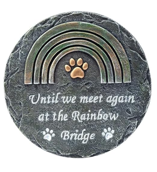 Napco Imports Decorative Outdoor Pet Memorial Garden Stepping Stone 10 Inch Concrete Rainbow Bridge