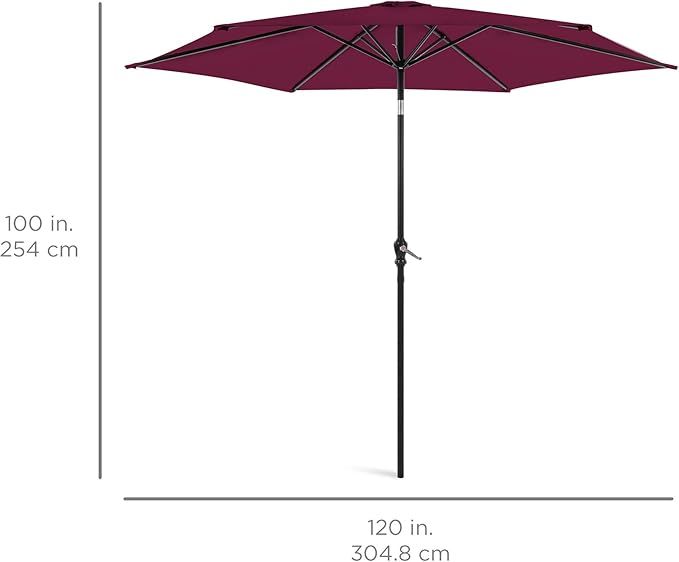 Best Choice Products 10ft Outdoor Steel Polyester Market Patio Umbrella w/Crank, Easy Push Button, Tilt, Table Compatible