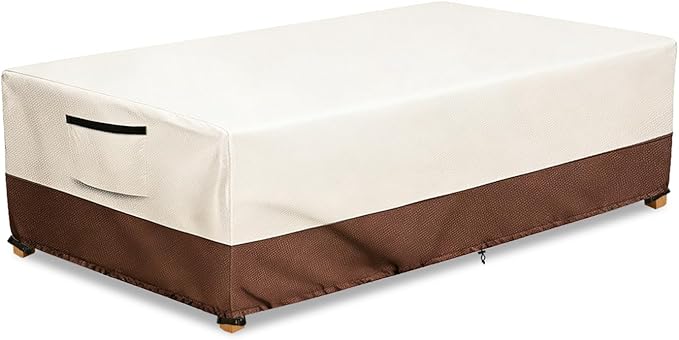 Waterproof Patio Coffee Table Cover, Rectangular Outdoor Small Side Table Cover - Fits up to 48L x 28W x 16H inches, Beige 