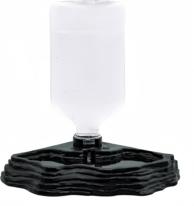 17oz Terrarium Tank Reptile Food Feeders Bowl, Water Feeder Automatic Water Dispenser Waterer Feeding Accessories, for Geckos Lizards Turtle Bearded Dragons - Black