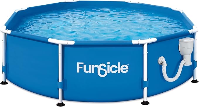 Funsicle Activity 8' x 30" Round Above Ground Swimming Pool Set with SkimmerPlus 2-in-1 Filter Pump - Easy Setup for Backyard Fun