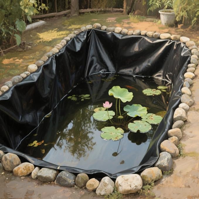 Pond Liner 10x15FT Heavy Duty HDPE Thickened Waterproof Suitable for Fish Habitats, Weather Resistant for Garden Ponds, Koi Ponds, Swimming Pool Covers, Water Features & More