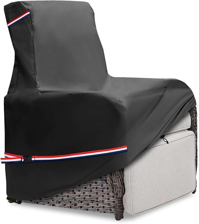 Outdoor Recliner Chair Covers,Patio Swivel Chair Cover,600D Heavy Duty Waterproof Patio Rocking Chairs Cover,Outdoor Furniture Covers for All Weather Protection.Black