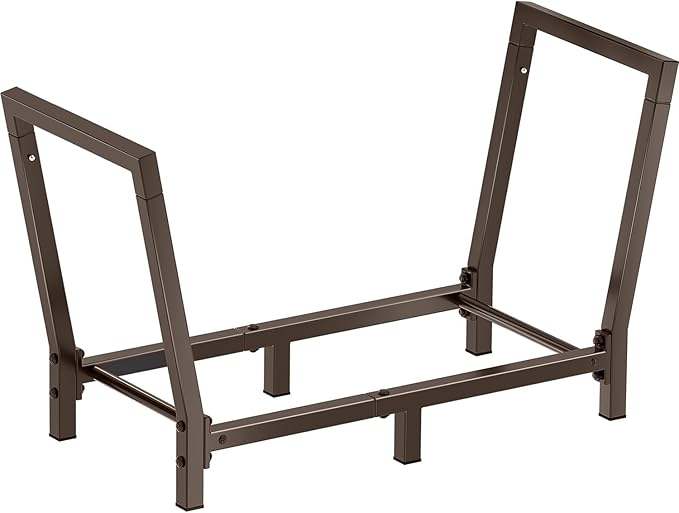 Minicloss 34 Inch Firewood Rack Outdoor Indoor, 2.7ft Wood Storage Rack Stand, Heavy Duty Fire Wood Holder for Fireplace(Bronze)