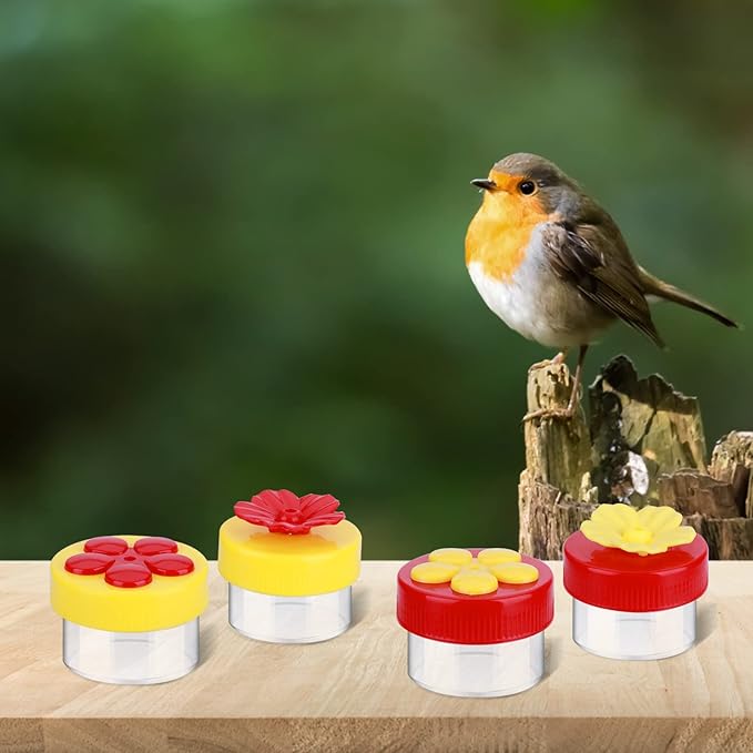 Hand Held Hummingbird Feeder, 4Pcs Hummingbird Hand Feeders with 4Pcs Cleaning Brushes Wild Bird Feeder for Window Outdoor