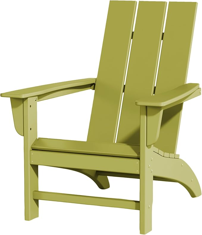 Poly Lumber Adirondack Chair, All-Weather Resistant Outdoor Patio Chairs, Look Like Wood, Pre-Assembled Outdoor Fire Pit Chair for Pool, Deck, Backyard, Avocado Green