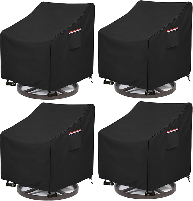 okcool Patio Swivel Chair Cover 4 Pack,Waterproof Heavy Duty Outdoor Chair Covers,Outdoor Swivel Chair Cover for Patio Furniture Covers(30 W x 34 D x 38.5 H inches),Black