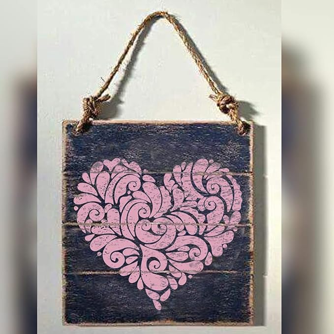 10x10 Inch Large Mandala Heart Stencil for Painting on Wood, Canvas, Paper, Fabric, Walls and Furniture - Boho Stencil - Reusable DIY Art and Craft Stencils - Heart Templates