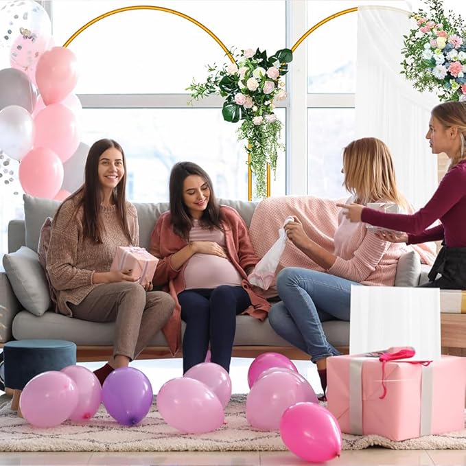 6 FT Arch Backdrop Stand, Balloon Arch Stand with Base, Metal Arch Stand, Gold Baby Shower Backdrop Arch, Wedding Arch Frame