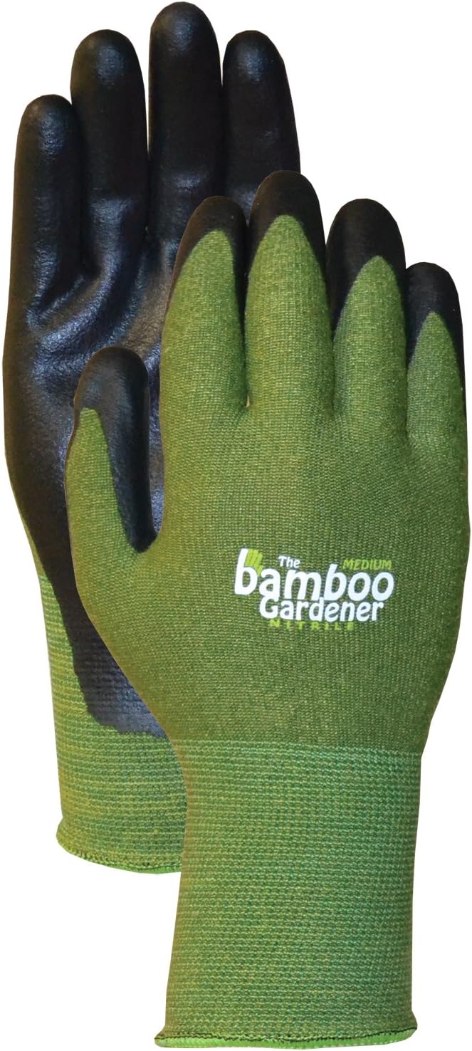 Bellingham® Bamboo Gardener™ Gloves - Large - Nitrile Palm - Green