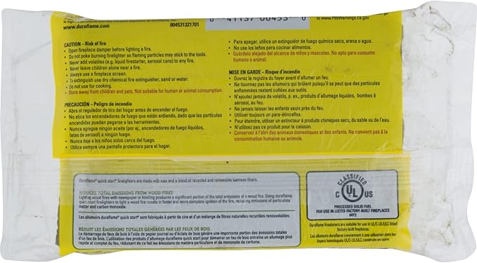 Duraflame Quick Start Firelighters – Easy, Fast-Starting Fire Starters Made with Wax & Recycled Biomass Fibers for Fireplaces, Fire Pits, Wood Stoves & Campfires (2 Pack)